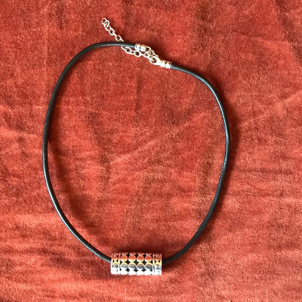 John Hardy sterling and leather necklace